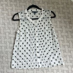 Semi-sheer button up top